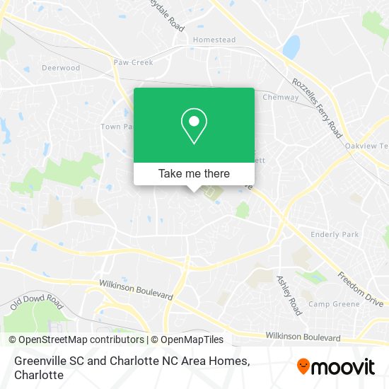 Mapa de Greenville SC and Charlotte NC Area Homes