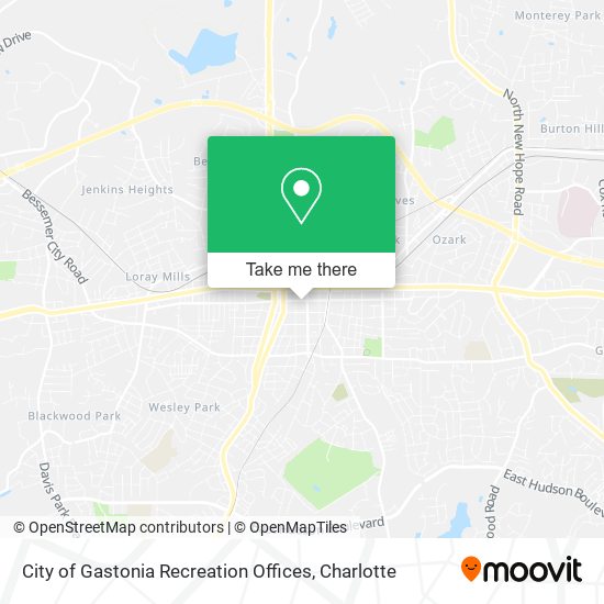 City of Gastonia Recreation Offices map