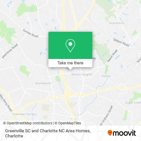 Greenville SC and Charlotte NC Area Homes map