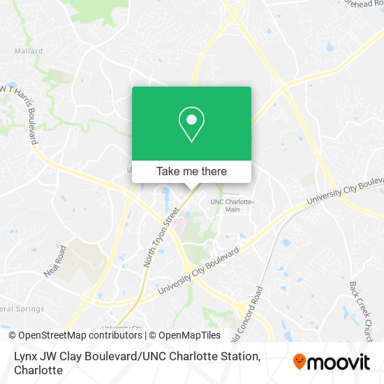 Mapa de Lynx JW Clay Boulevard / UNC Charlotte Station