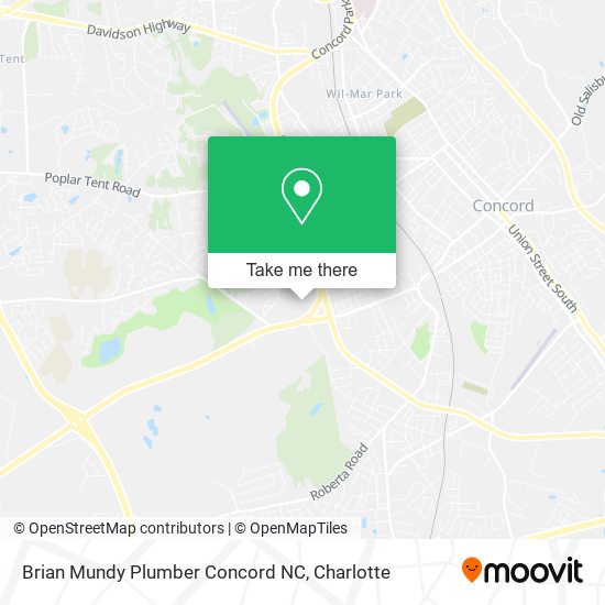 Brian Mundy Plumber Concord NC map