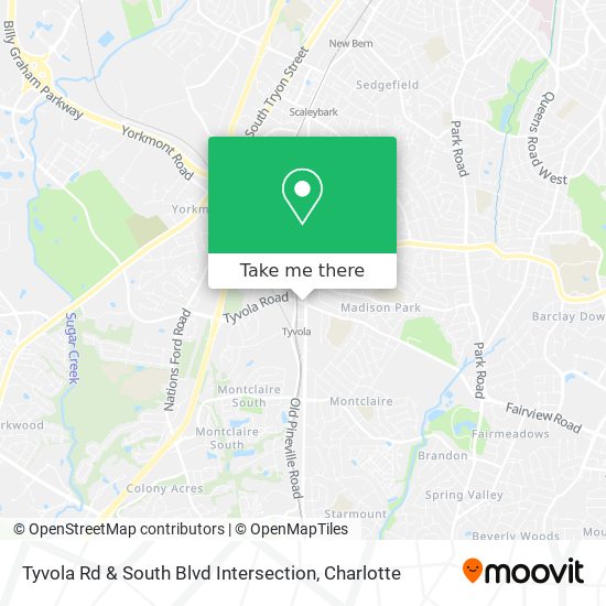 Tyvola Rd & South Blvd Intersection map