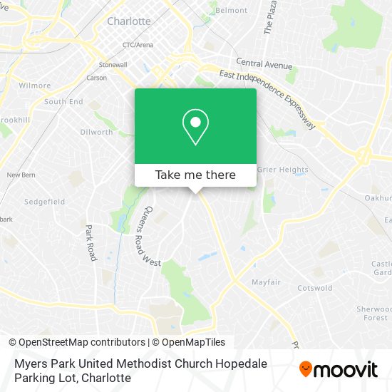 Mapa de Myers Park United Methodist Church Hopedale Parking Lot