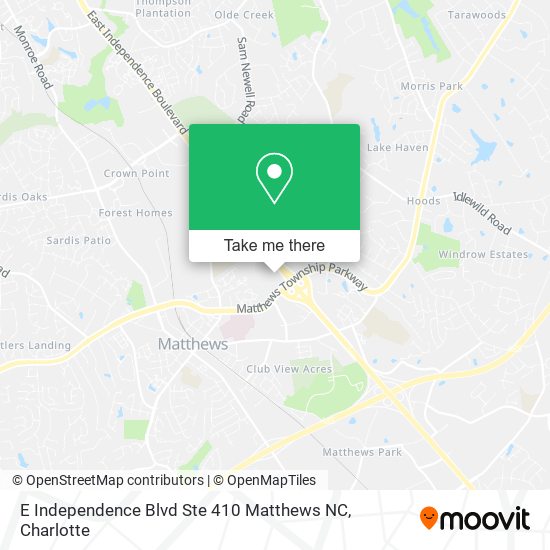 E Independence Blvd Ste 410 Matthews NC map
