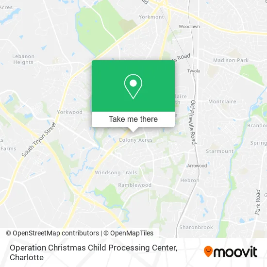 Operation Christmas Child Processing Center map