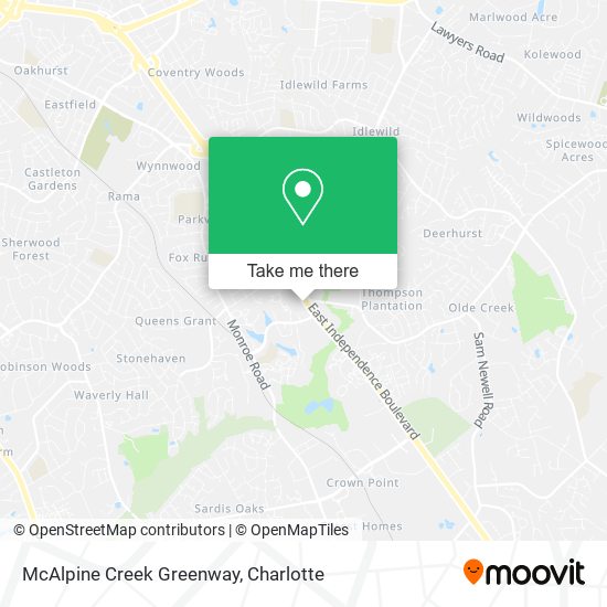 McAlpine Creek Greenway map