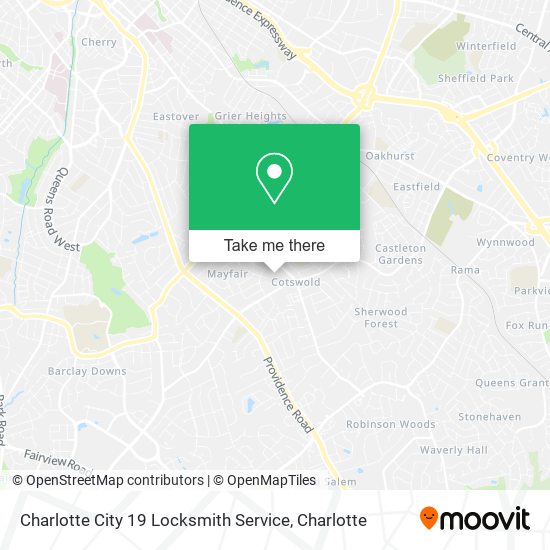 Mapa de Charlotte City 19 Locksmith Service