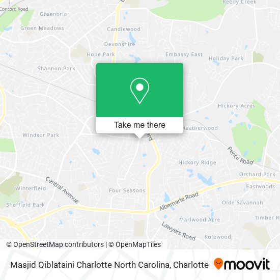 Masjid Qiblataini Charlotte North Carolina map