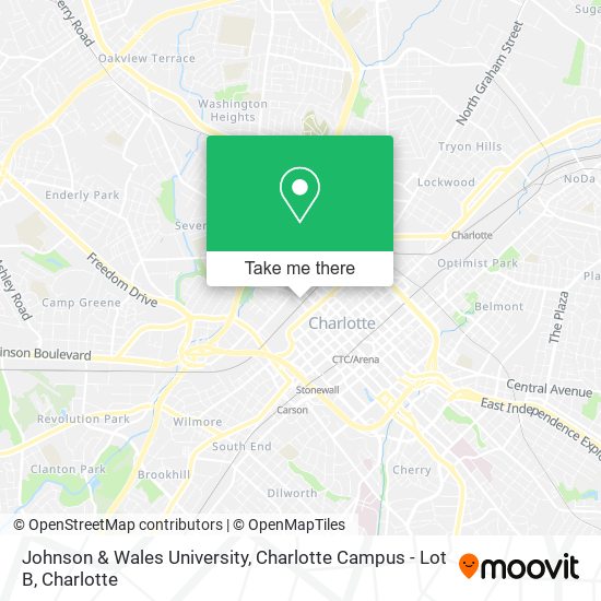 Mapa de Johnson & Wales University, Charlotte Campus - Lot B