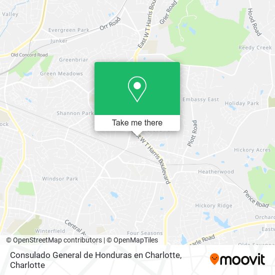 Consulado General de Honduras en Charlotte map
