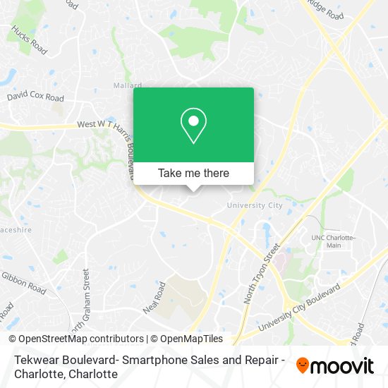 Mapa de Tekwear Boulevard- Smartphone Sales and Repair - Charlotte