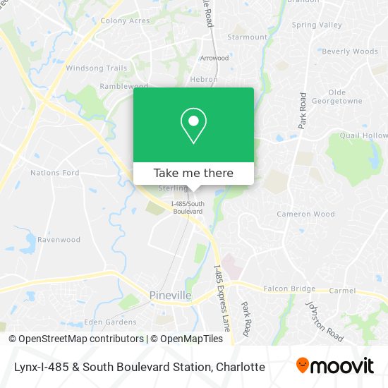 Mapa de Lynx-I-485 & South Boulevard Station