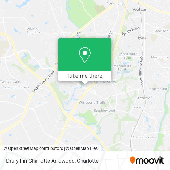 Drury Inn-Charlotte Arrowood map