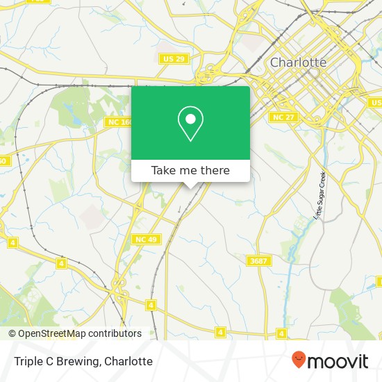 Mapa de Triple C Brewing, 2900 Griffith St Charlotte, NC 28203