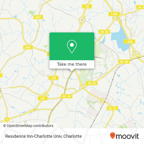 Mapa de Residence Inn-Charlotte Univ