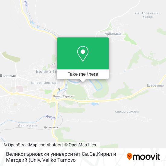 Карта Великотърновски университет  Св.Св.Кирил и Методий