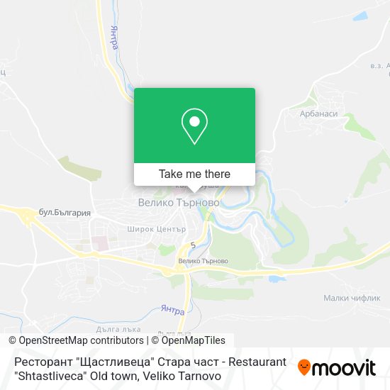 Карта Ресторант "Щастливеца" Стара част - Restaurant "Shtastliveca" Old town
