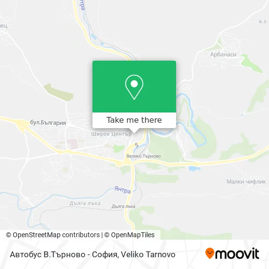 Автобус В.Търново - София map