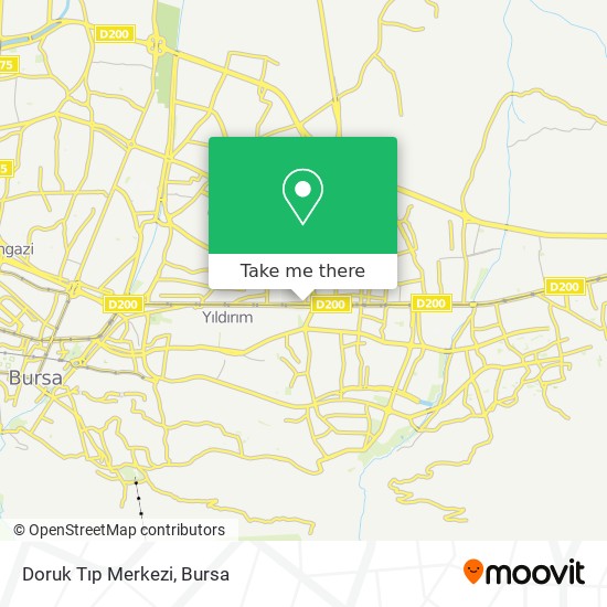 how to get to doruk tip merkezi in yildirim by bus or metro
