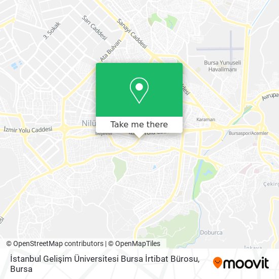 İstanbul Gelişim Üniversitesi Bursa İrtibat Bürosu map