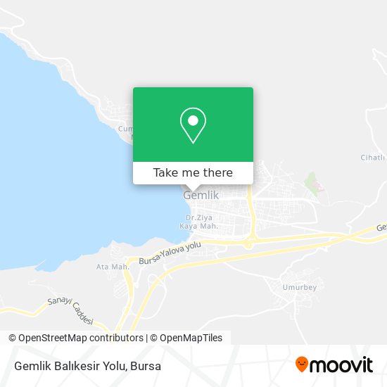 Gemlik Balıkesir Yolu map