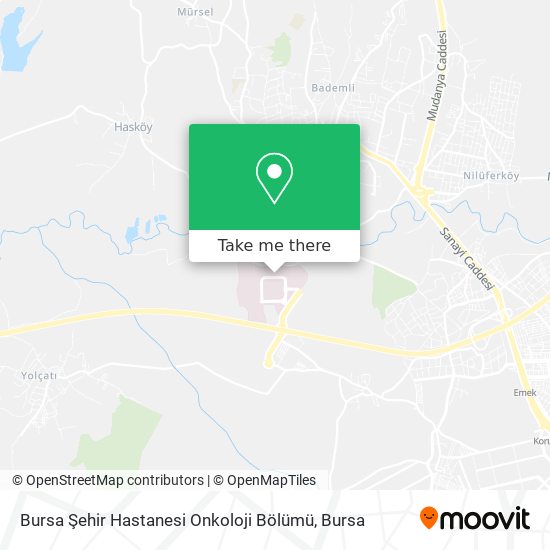 Bursa Şehir Hastanesi Onkoloji Bölümü map