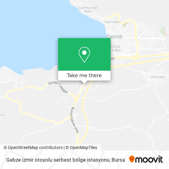 Gebze izmir otoyolu serbest bölge istasyonu map