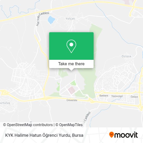 how to get to kyk halime hatun ogrenci yurdu in nilufer by bus metro or cable car