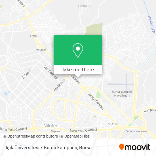 Işık Üniversitesi / Bursa kampüsü map