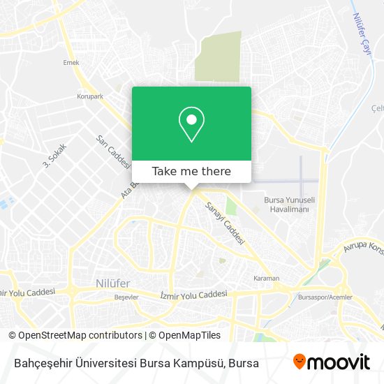 Bahçeşehir Üniversitesi Bursa Kampüsü map