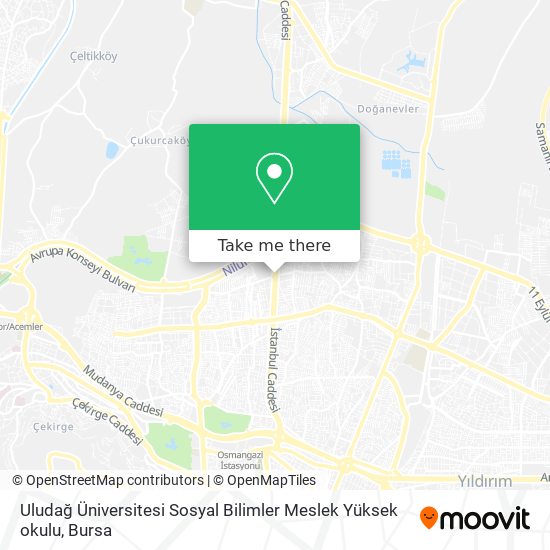 Uludağ Üniversitesi Sosyal Bilimler Meslek Yüksek okulu map