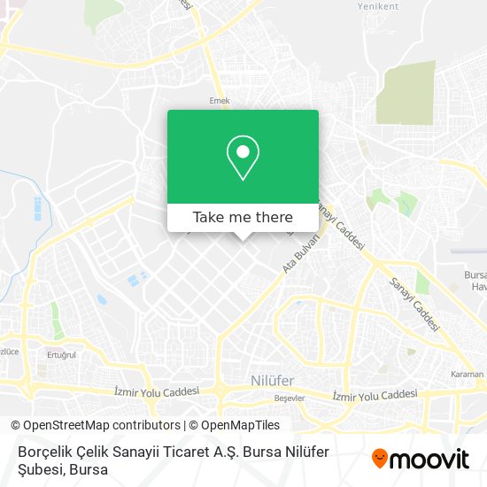 Borçelik Çelik Sanayii Ticaret A.Ş. Bursa Nilüfer Şubesi map
