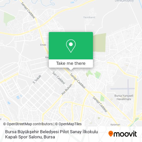 Bursa Büyükşehir Beledyesi Pilot Sanay İlkokulu Kapalı Spor Salonu map