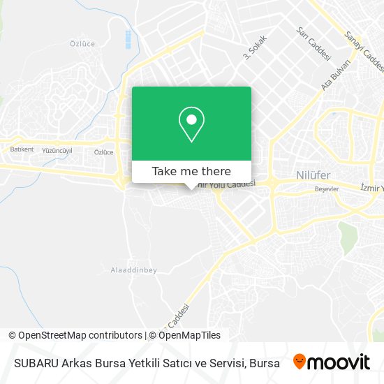 SUBARU Arkas Bursa Yetkili Satıcı ve Servisi map