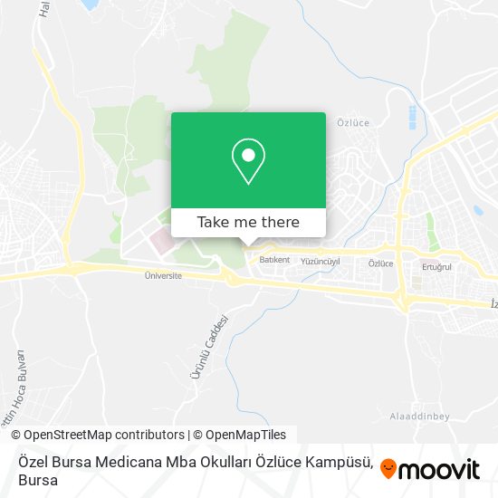 Özel Bursa Medicana Mba Okulları Özlüce Kampüsü map