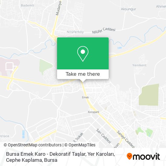Bursa Emek Karo - Dekoratif Taşlar, Yer Karoları, Cephe Kaplama map