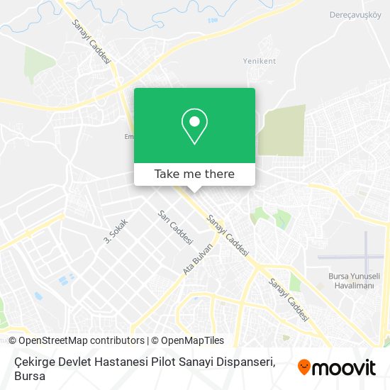 Çekirge Devlet Hastanesi Pilot Sanayi Dispanseri map