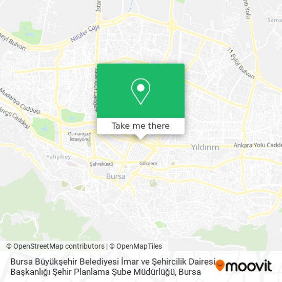 Bursa Büyükşehir Belediyesi İmar ve Şehircilik Dairesi Başkanlığı Şehir Planlama Şube Müdürlüğü map