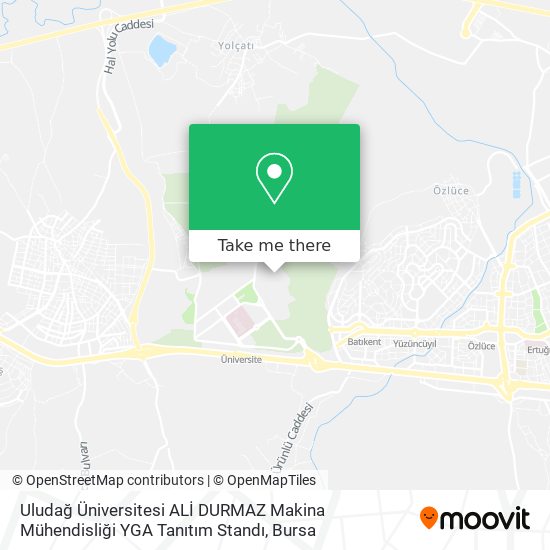 Uludağ Üniversitesi ALİ DURMAZ Makina Mühendisliği YGA Tanıtım Standı map