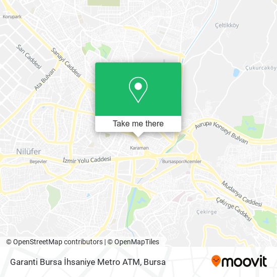 Garanti Bursa İhsaniye Metro ATM map