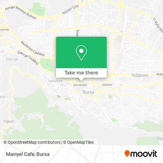 how to get to maviyel cafe in osmangazi by bus metro or cable car