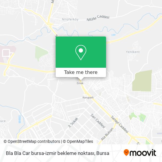 Bla Bla Car bursa-izmir bekleme noktası map