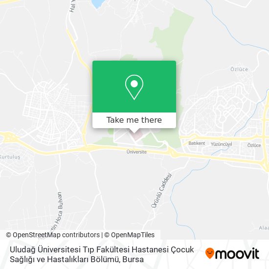 Uludağ Üniversitesi Tıp Fakültesi Hastanesi Çocuk Sağlığı ve Hastalıkları Bölümü map