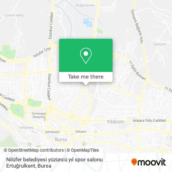 Nilüfer belediyesi yüzüncü yıl spor salonu Ertuğrulkent map