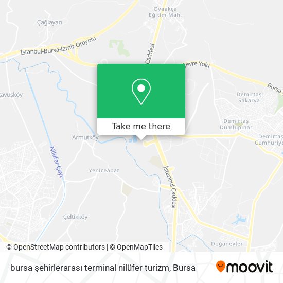 bursa şehirlerarası terminal nilüfer turizm map