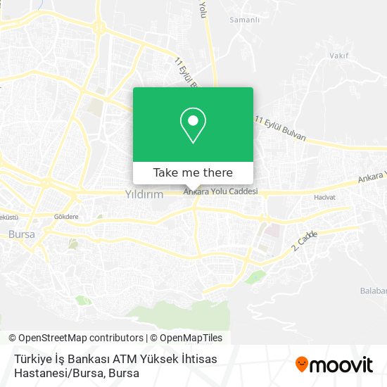Türkiye İş Bankası ATM Yüksek İhtisas Hastanesi / Bursa map
