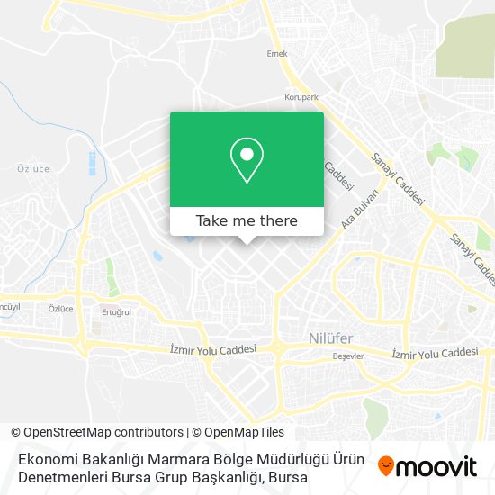 Ekonomi Bakanlığı Marmara Bölge Müdürlüğü Ürün Denetmenleri Bursa Grup Başkanlığı map