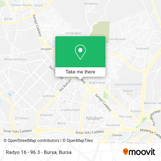 Radyo 16 - 96.3 - Bursa map