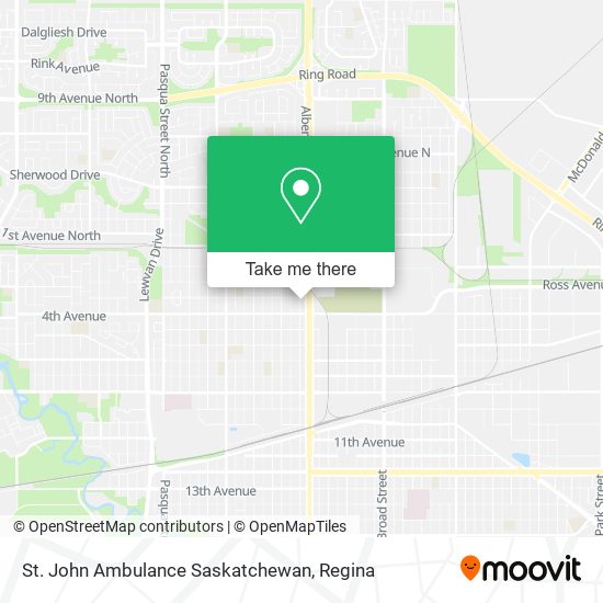 St. John Ambulance Saskatchewan map