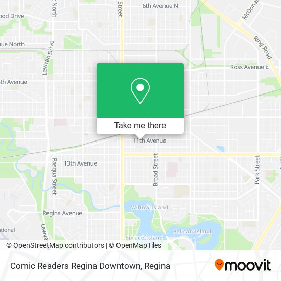 Comic Readers Regina Downtown map